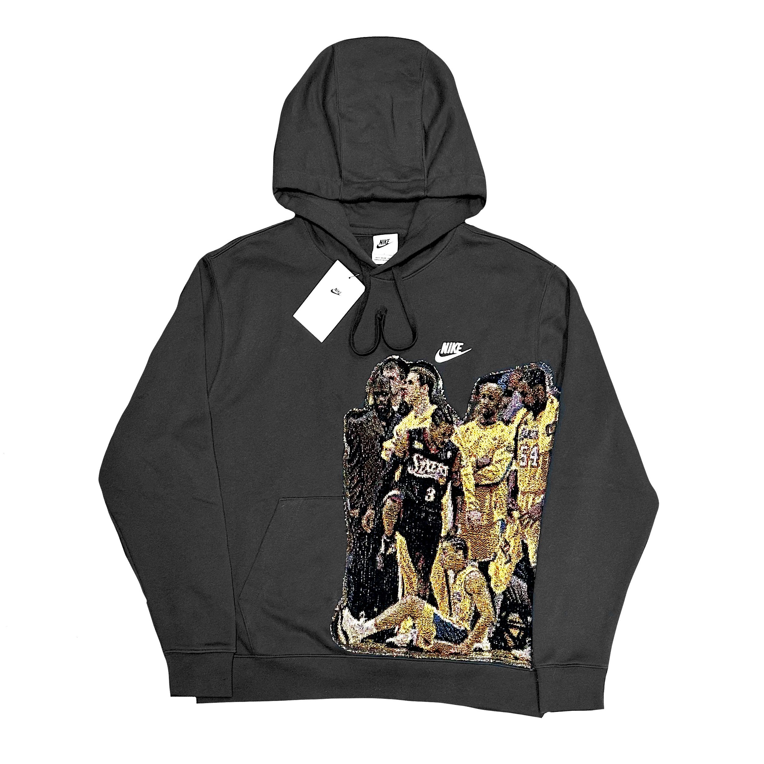 image of Limboline x NBA 1/1 Nike Limbo Line Iverson Step Basketball Tapestry Hoodie in Black (Size Large)