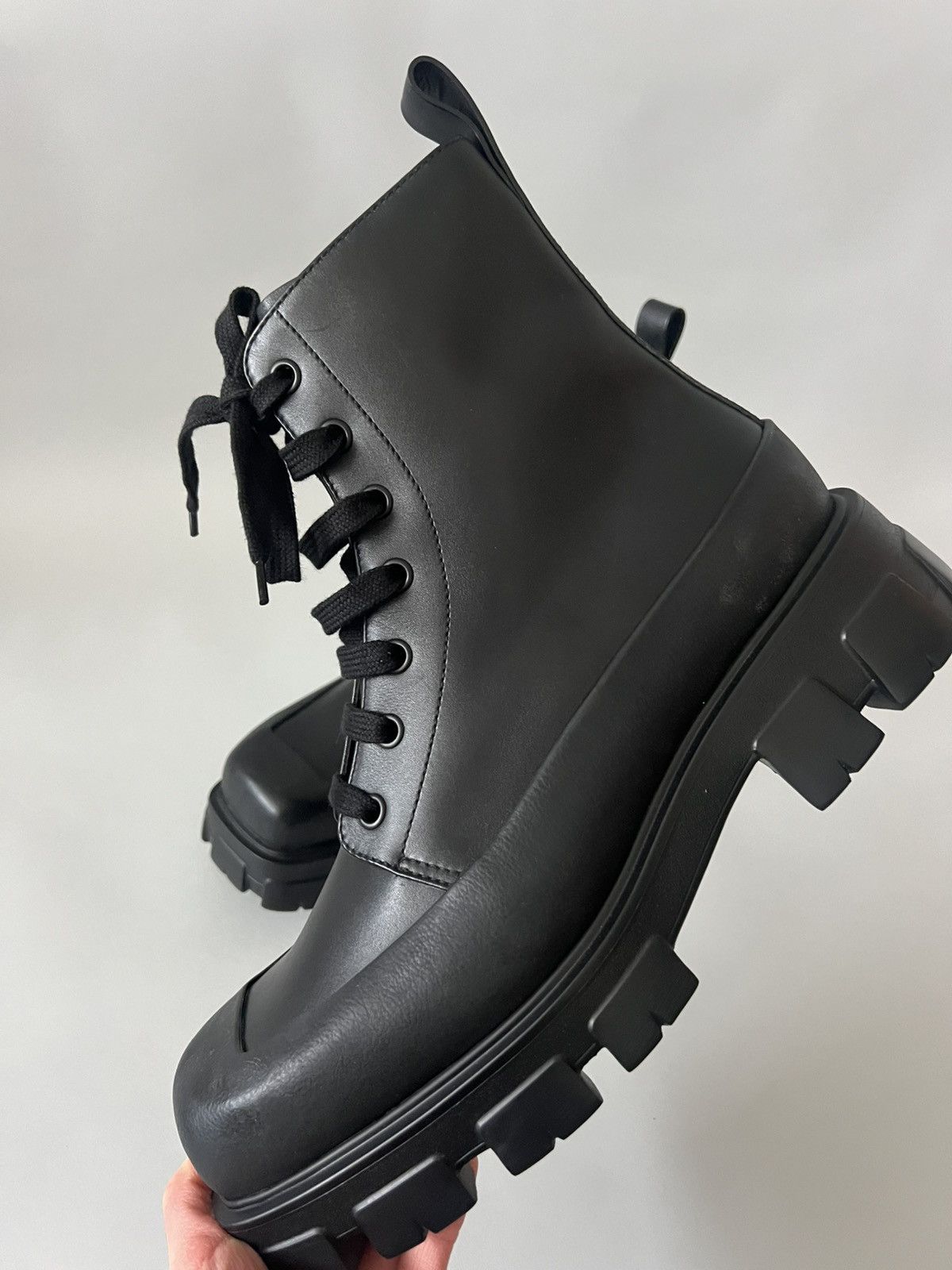 Prada Monolith Leather Lace Up Boots Size US 11 / EU 44 - 5 Thumbnail
