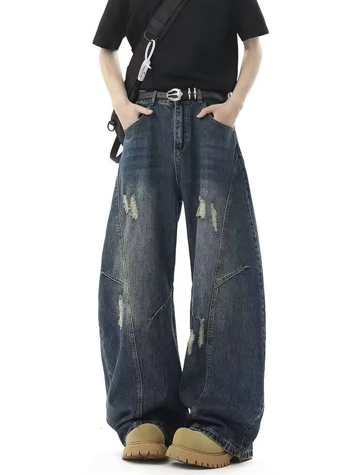 Jean × Vintage Distressed Baggy Streetwear Design Jeans Size US 31 - 4 Thumbnail