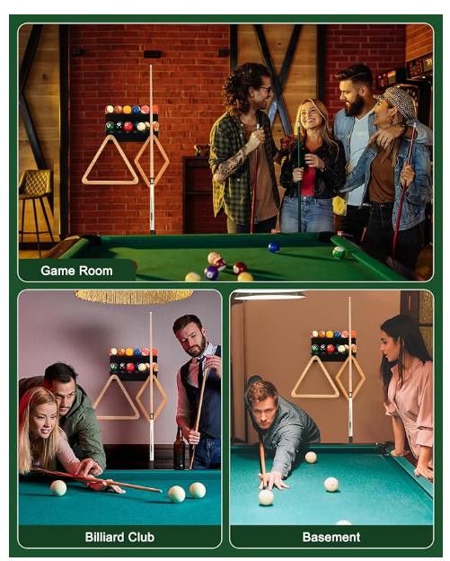 NBDN Nobrandedon Hardwood Billiard Ball Holder & 6 Pool Stick Holder - Racks Size ONE SIZE - 6 Thumbnail