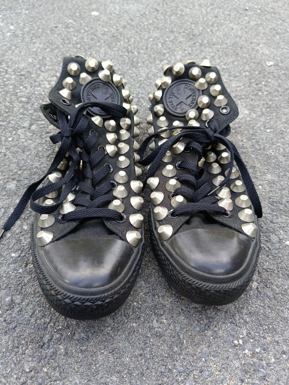 image of Converse High Cut Black Studded Shoes, Men's (Size 9)