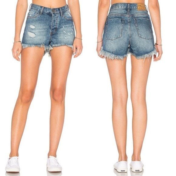 One Teaspoon One Teaspoon Women's High Waist Bonita's denim Jean Shorts Size 25" / US 0 / IT 36 - 16 Thumbnail