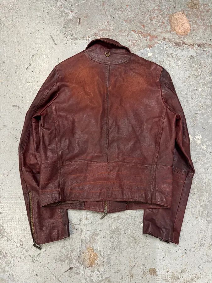 Just Cavalli 2000s Cavalli Fight Club Burgundy Faded Leather Jacket Size US M / EU 48-50 / 2 - 5 Thumbnail
