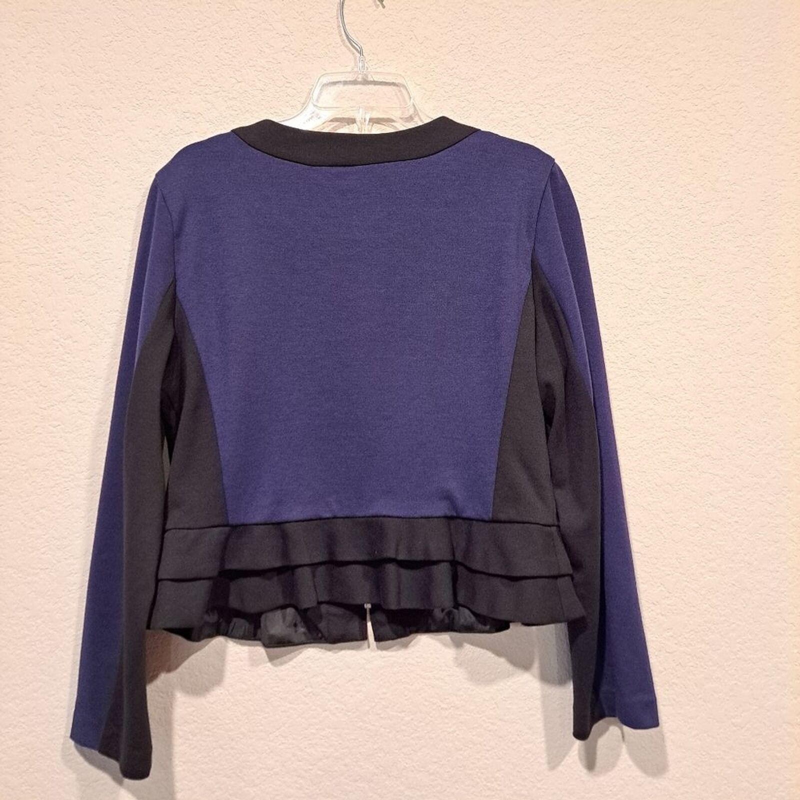 Sandro Sandro Studio colorblock purple black cardigan ruffles sz L Size L / US 10 / IT 46 - 6 Thumbnail