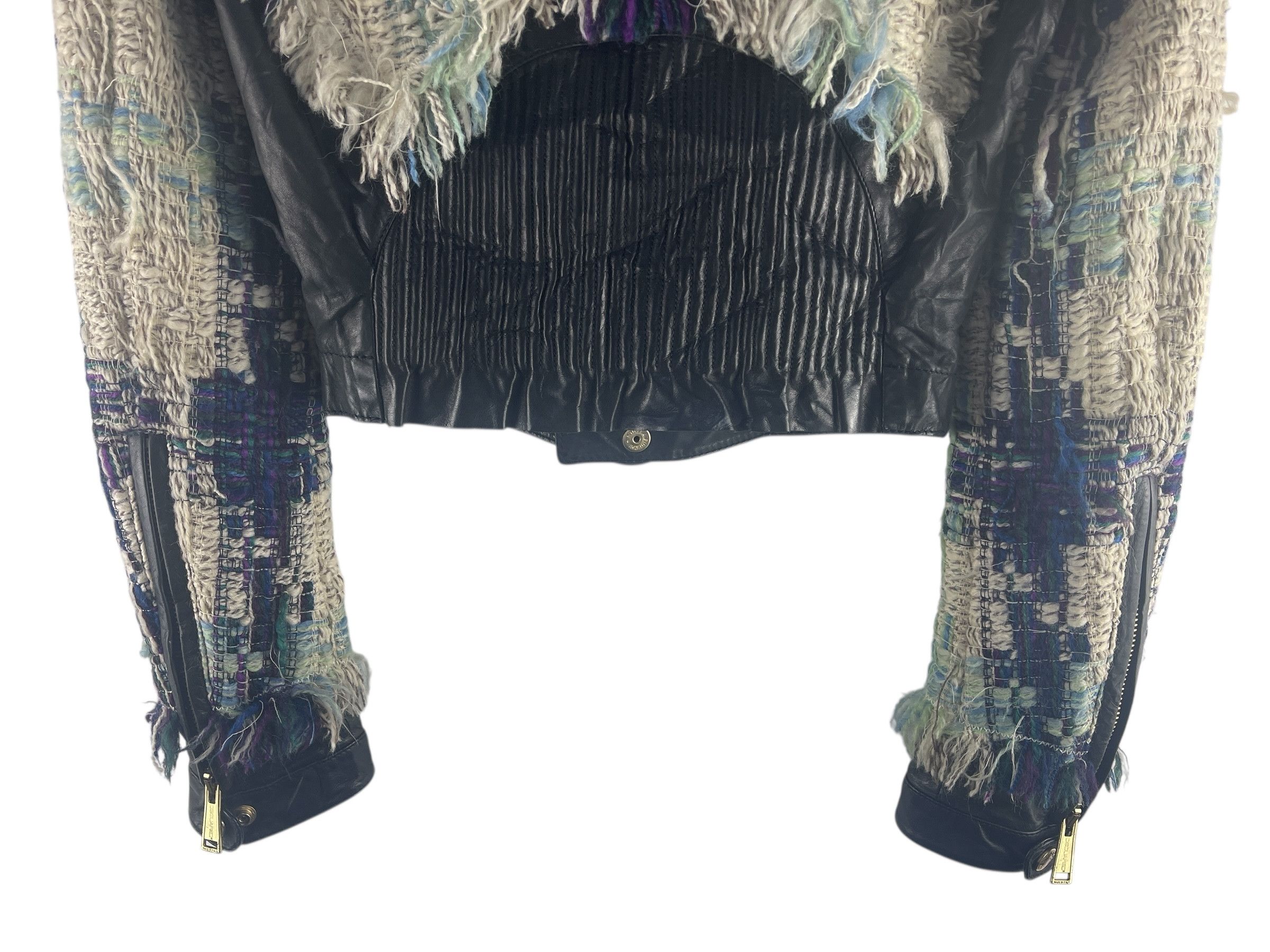 Dsquared2 Dsquared2 Cropped Tweed Biker Jacket - Made in Italy Size US XXS / EU 40 - 12 Thumbnail