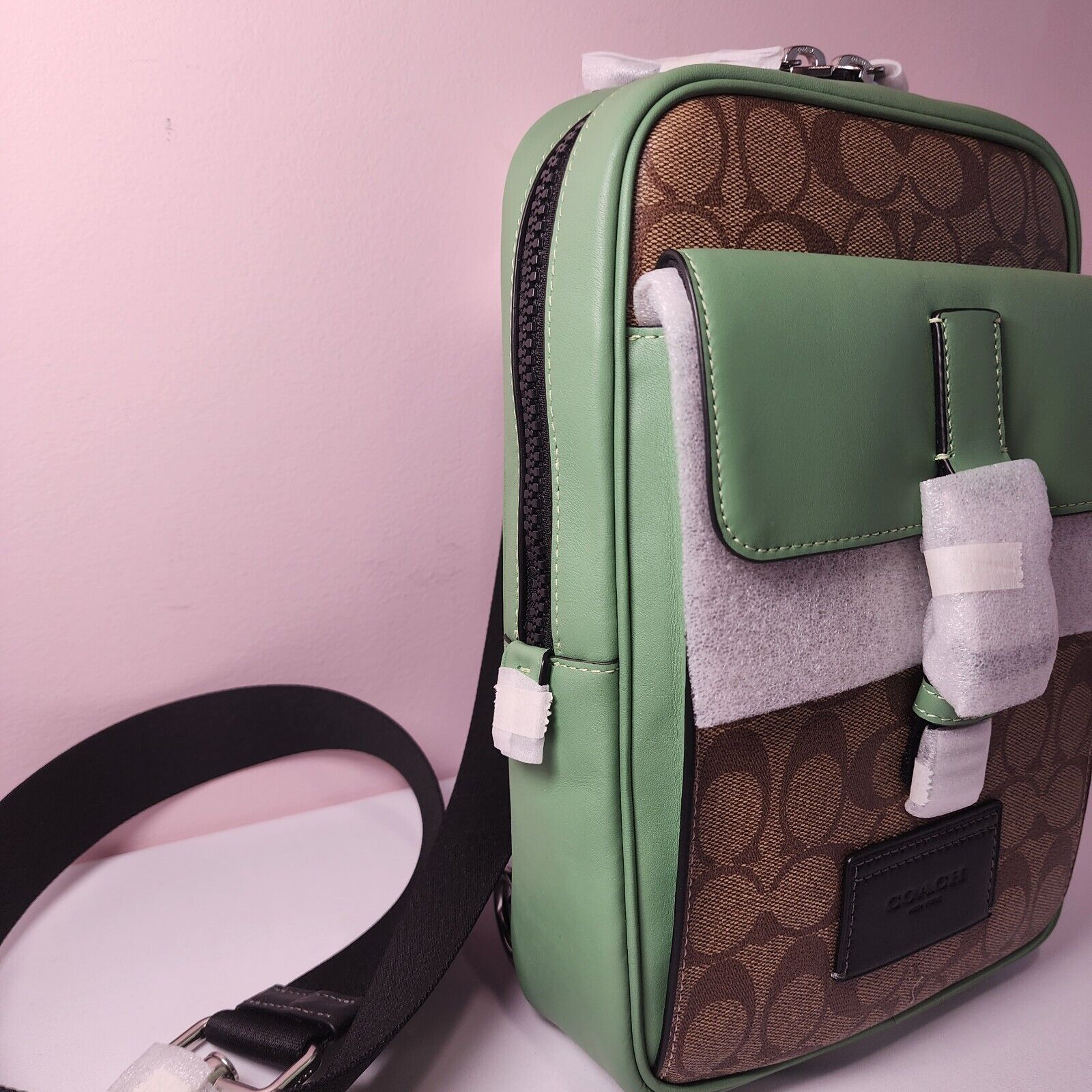 Coach NWT Coach CR268 Track Pack Colorblock Signature Soft Green Size ONE SIZE - 2 Thumbnail