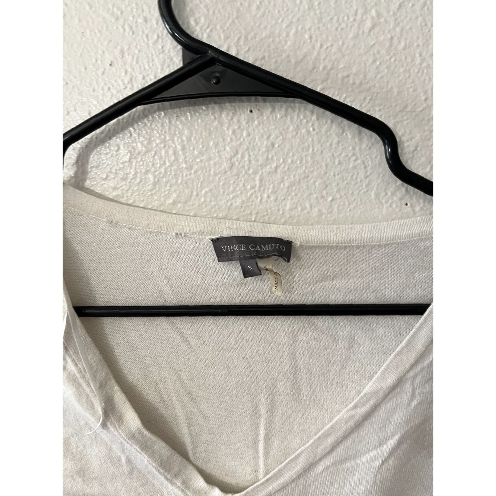 Vince Camuto Vince Camuto Womens Sweater Long Sleeves White & Black Asymmetrical Hem Size S Size S / US 4 / IT 40 - 2 Thumbnail