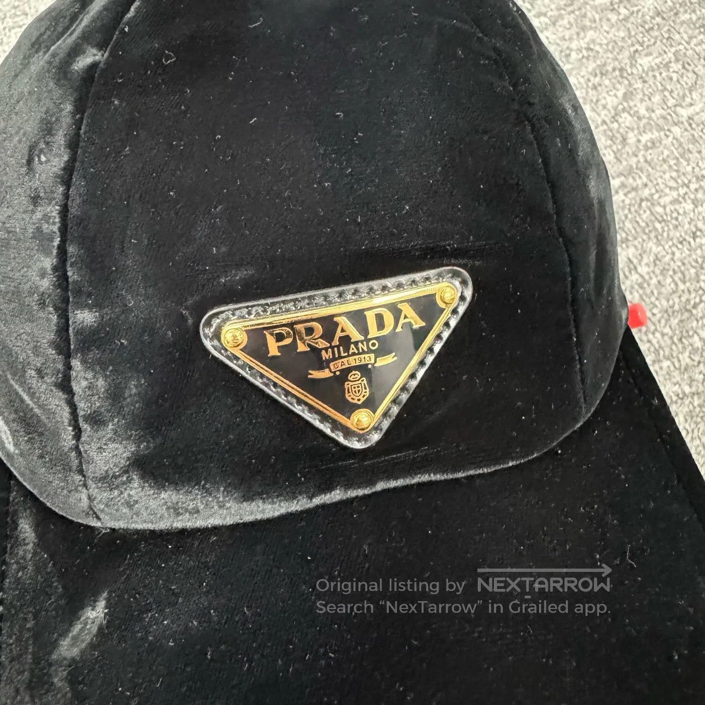 Prada Prada size M Velvet triangular baseball cap with a marker r Size ONE SIZE - 3 Thumbnail