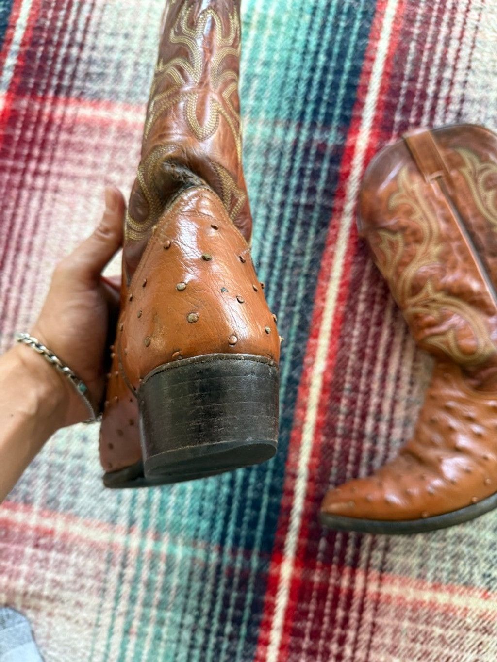 Durango Men's Durango Brown Ostrich Cowboy Boots Size 9D Size US 9 / EU 42 - 4 Thumbnail