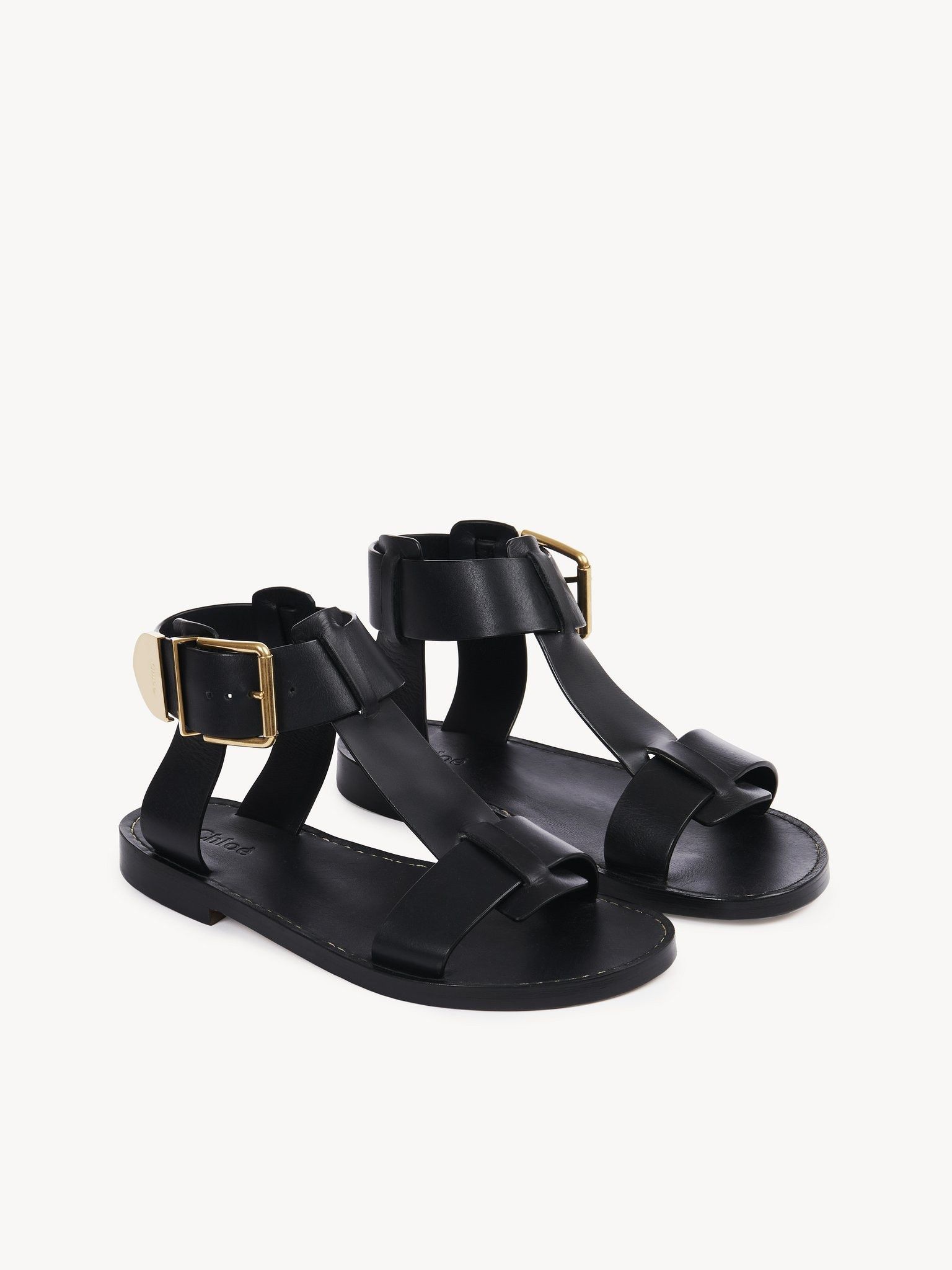 Chloe o1loc1c0325 CHC23 Rebecca Flats Sandals in Black Size US 7 / IT 37 - 2 Thumbnail