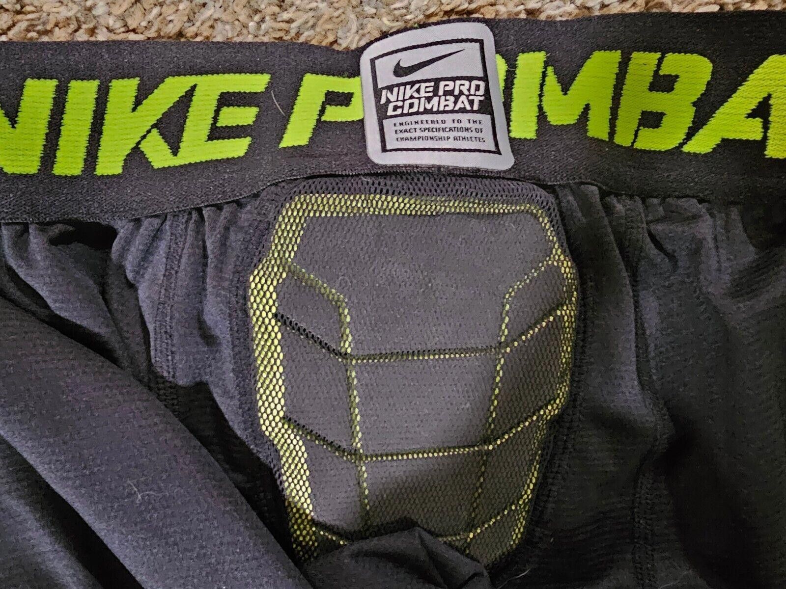 Nike Nike Pro Combat Shorts Mens L Black Green Padded Compression Size US 34 / EU 50 - 2 Thumbnail