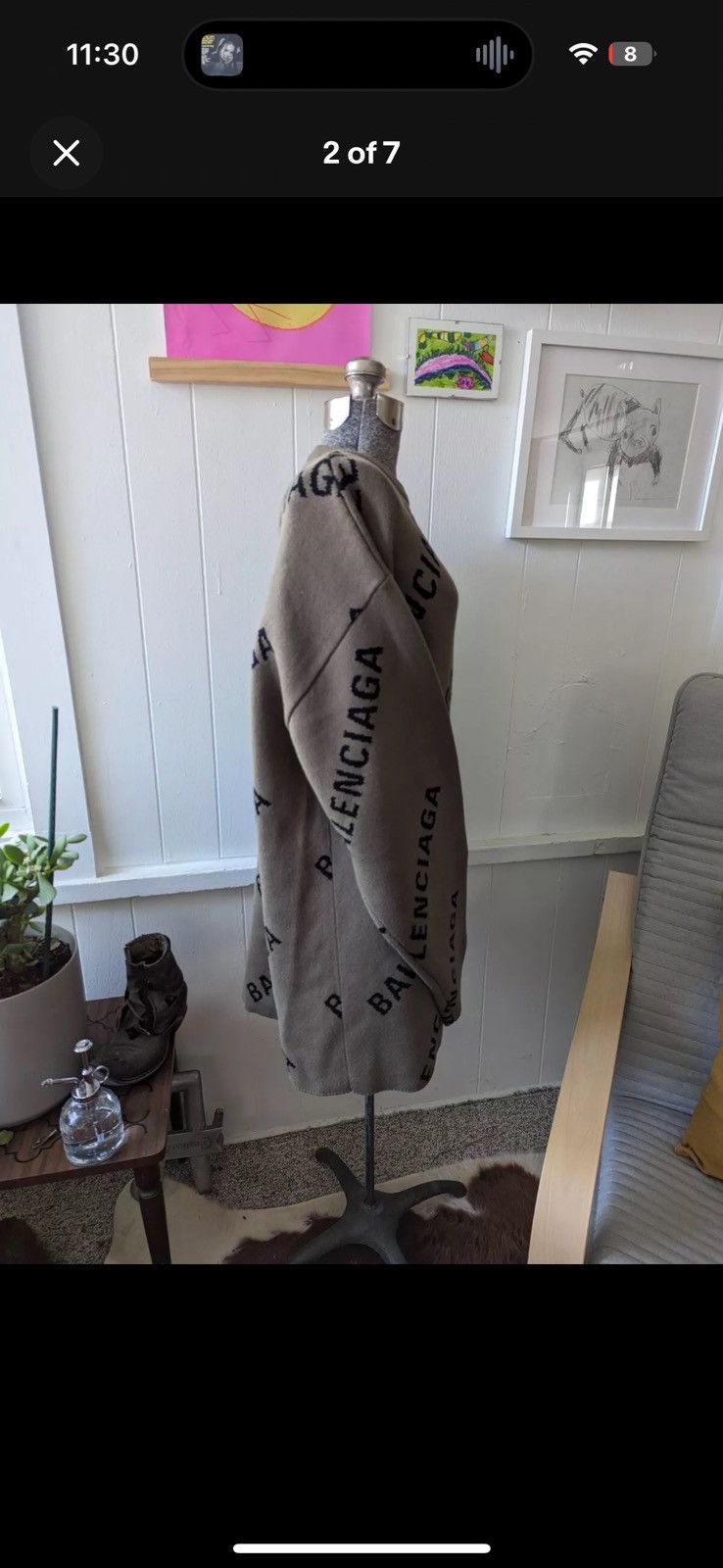 Balenciaga Balenciaga All Over Logo Sweater Size US S / EU 44-46 / 1 - 2 Thumbnail