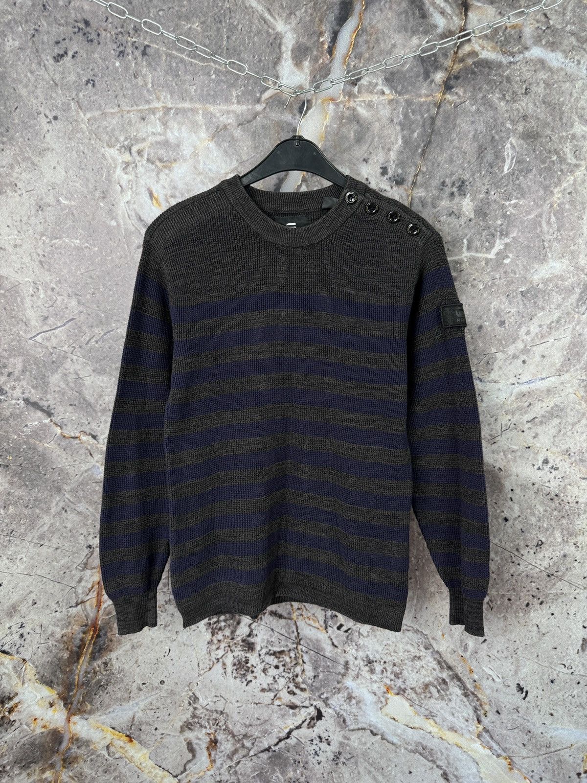 G-Star Men’s G-Star Raw Dadin Stripe R Knit L/S Size Medium Size US M / EU 48-50 / 2 - 1 Thumbnail