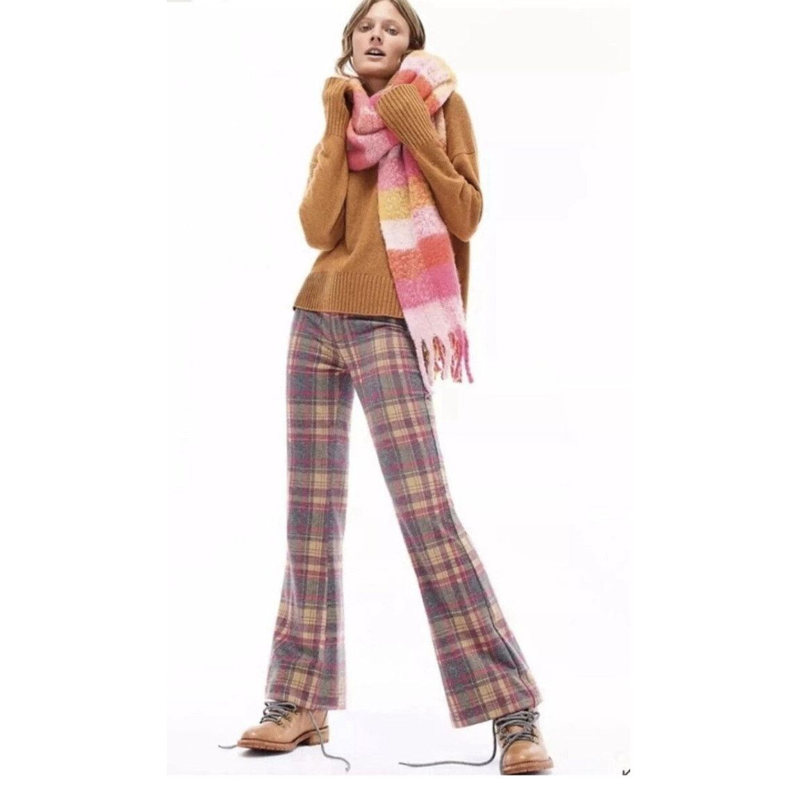 Anthropologie Anthropologie The Essential Trouser Rose Plaid Size 12 Size 34" / US 12 / IT 48 - 1 Thumbnail
