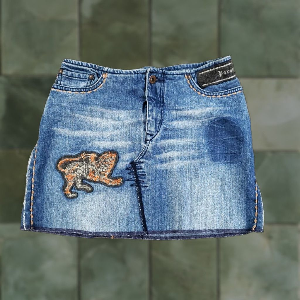 Parasuco Vintage Parasuco Denim Mini Skirt Womens Size 26 Waist Blue Short Patches Y2K Size 26" / US 2 / IT 38 - 1 Thumbnail