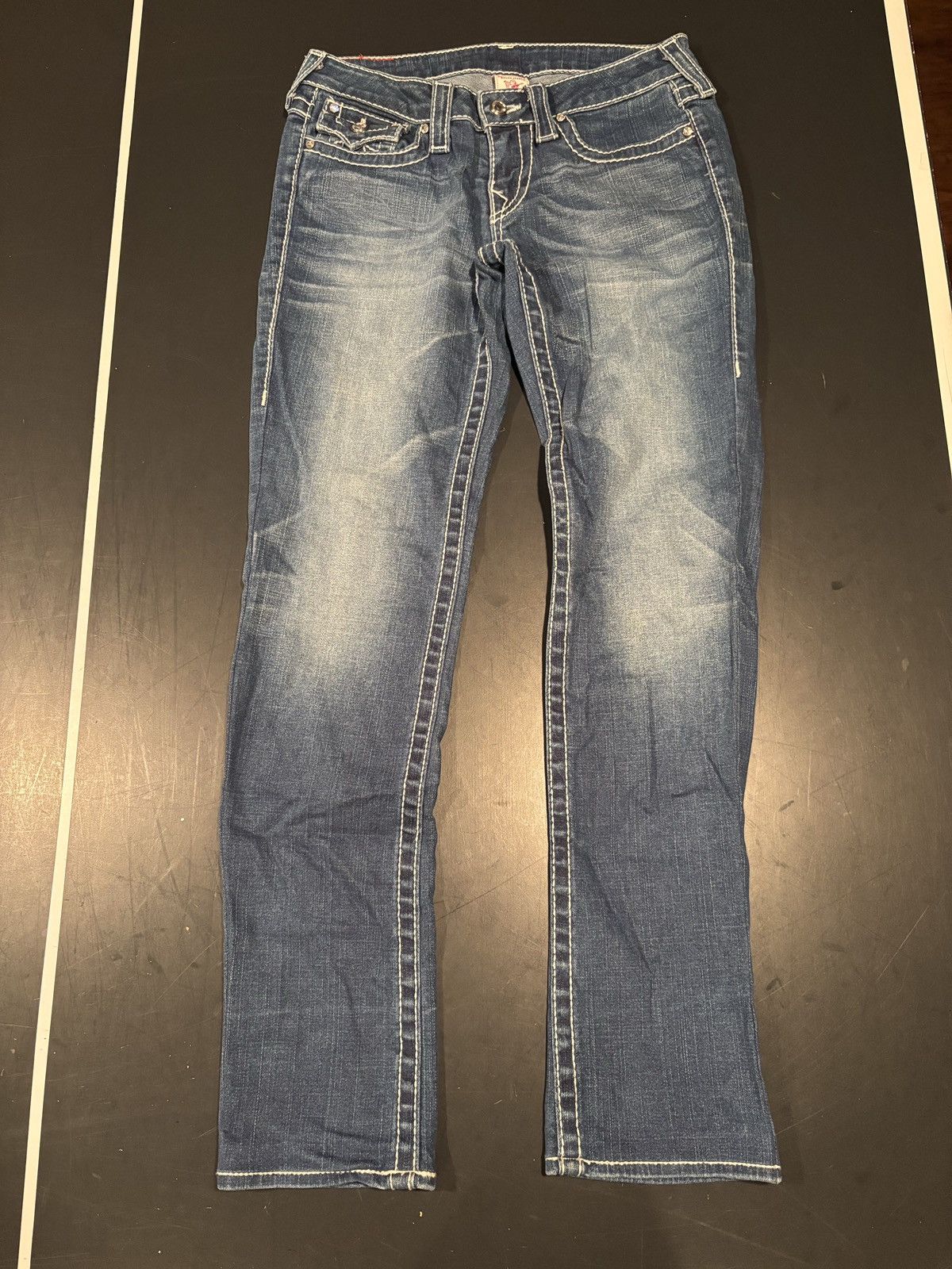True Religion Rhinestone Detail Y2K True Religion Light Blue Jeans Size 28 Size 28" / US 6 / IT 42 - 4 Thumbnail