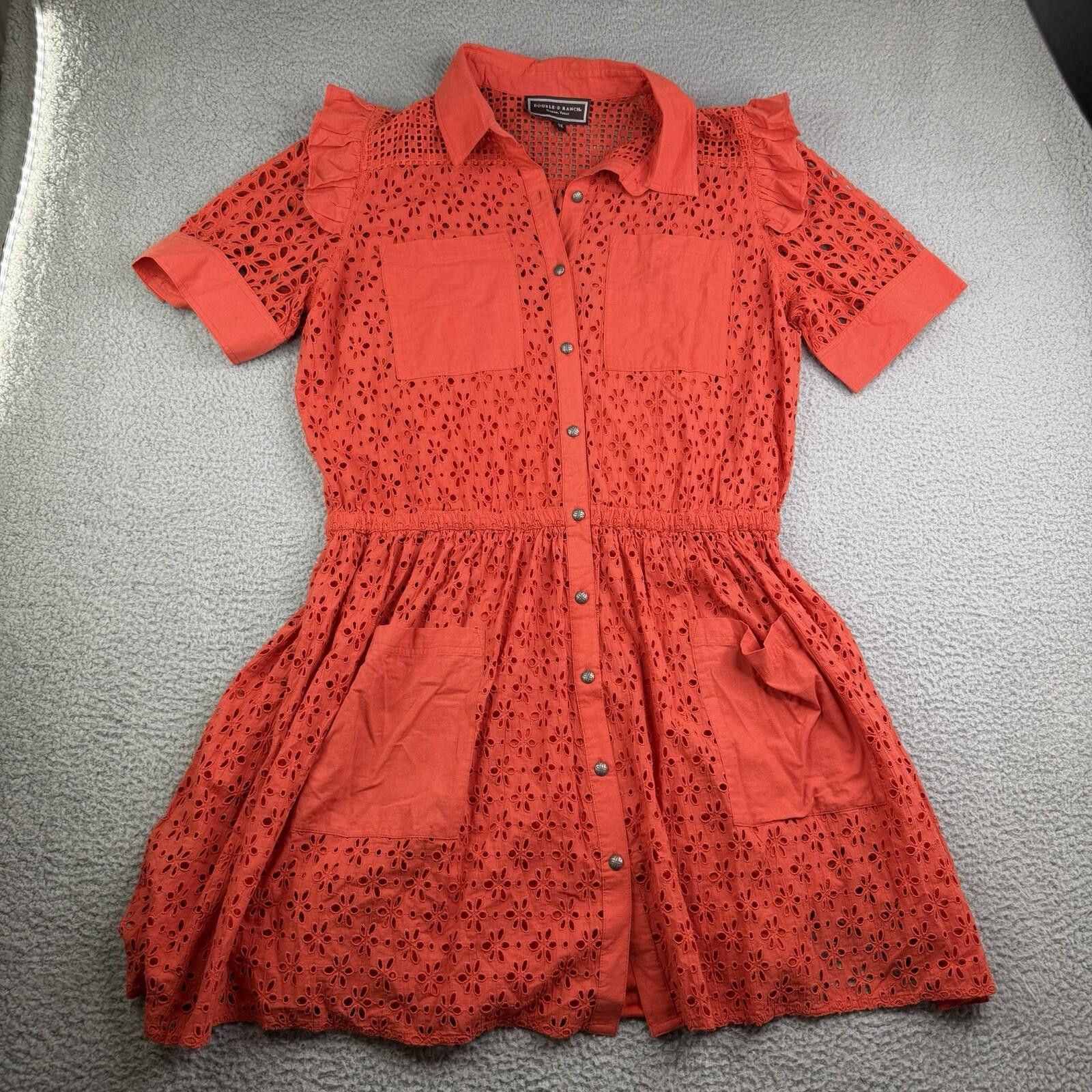 Other Double D Ranch Orange Western Dress Women's 1X Lined Size XL / US 12-14 / IT 48-50 - 1 Thumbnail