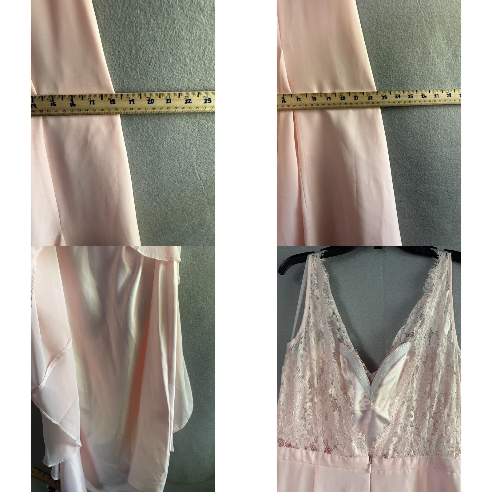 Pinko VINTAGE Weddington Way Dress L Pink Lace Chiffon V Neck Maxi Bridesmaid Prom Gown Size L / US 10 / IT 46 - 10 Thumbnail