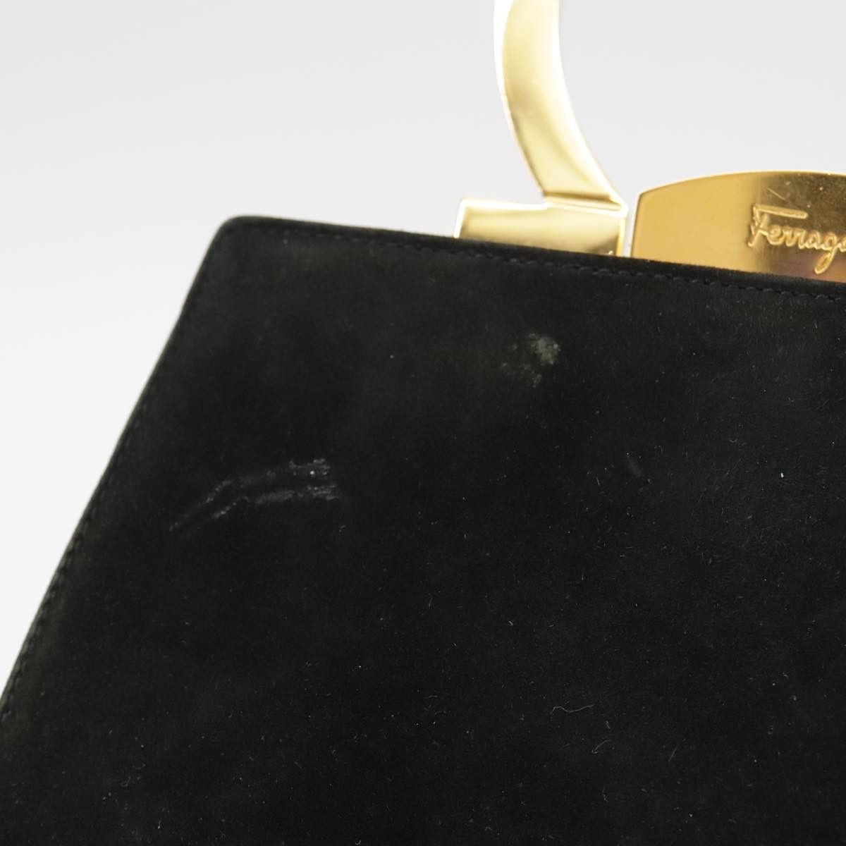 Salvatore Ferragamo Salvatore Ferragamo Gancini Hand Bag Suede Black Gold Size ONE SIZE - 5 Thumbnail