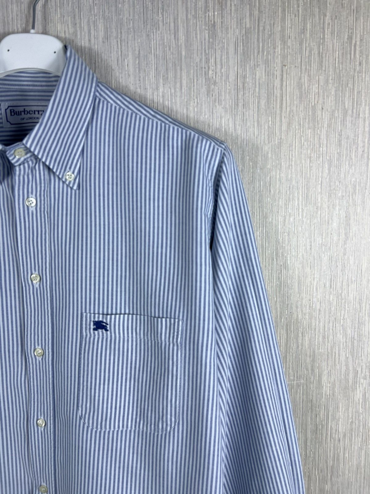 Burberry Vintage 90s Burberrys striped casual pocket logo shirt retro Size US L / EU 52-54 / 3 - 3 Thumbnail