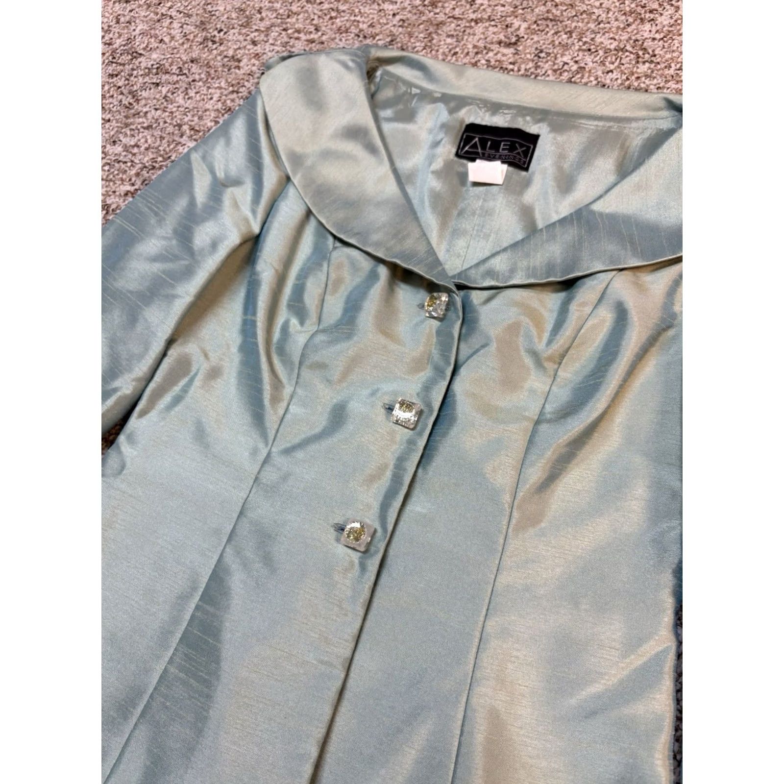 Alex Evenings VINTAGE Alex Evenings Skirt Womens 6 Turquoise Two Piece Long Jeweled Top Set Size Light BLue Size M / US 6-8 / IT 42-44 - 3 Thumbnail