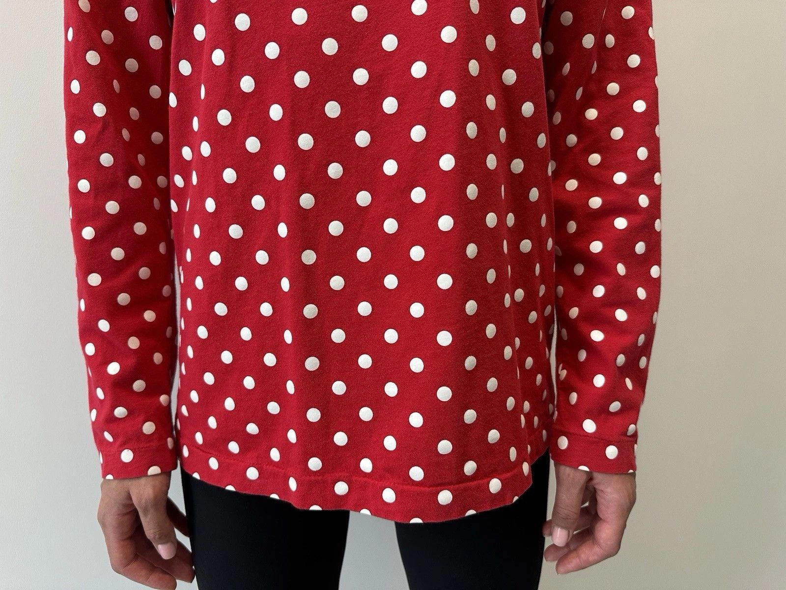Comme des Garcons PLAY Play Comme Des Garcons Womens Red Polka Dot Long Sleeve Top Size L / US 10 / IT 46 - 7 Thumbnail