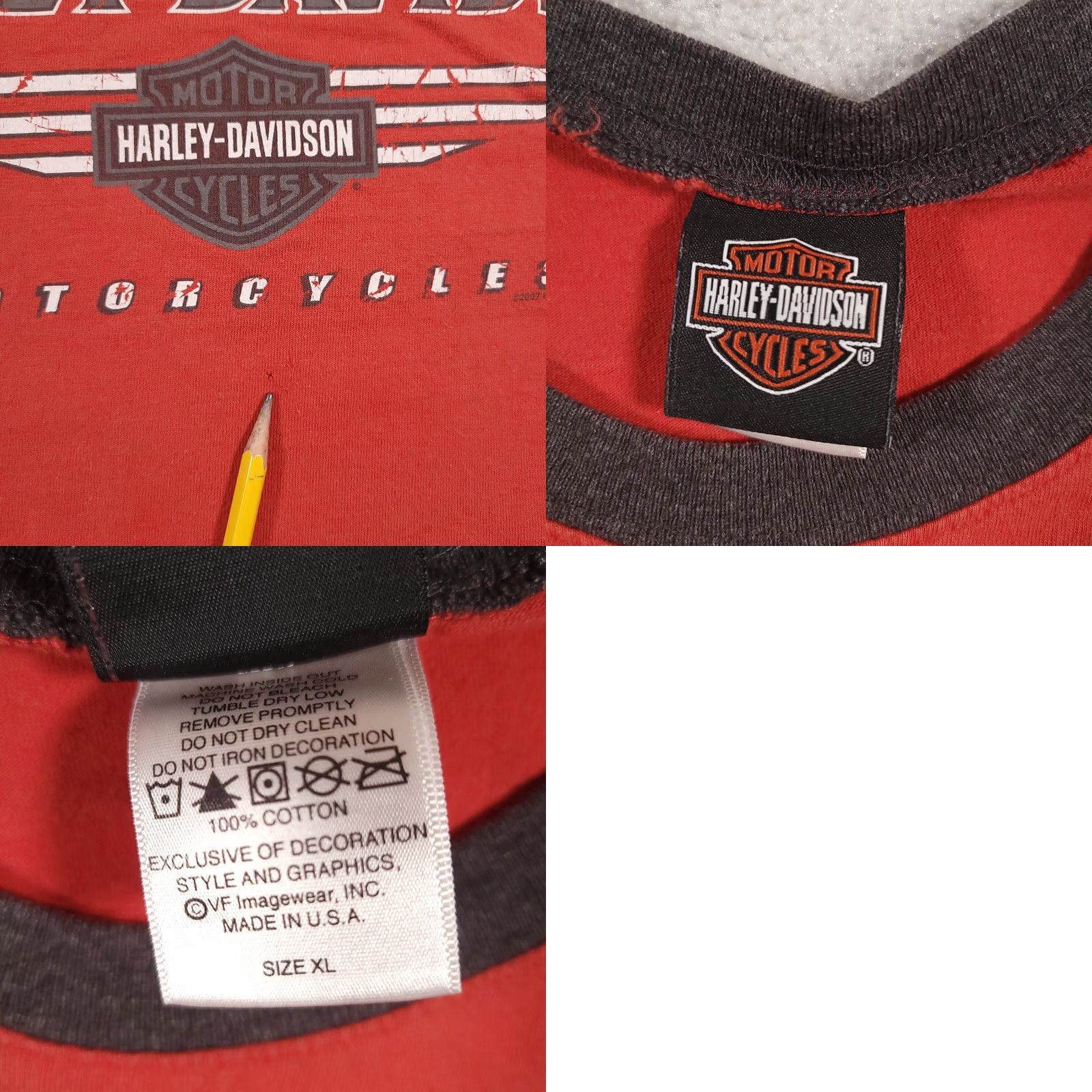 Harley Davidson VINTAGE Harley-Davidson Ringer Shirt Mens XL Red Gettysburg PA 2007 USA T-Shirt Crew Neck N/A Size US XL / EU 56 / 4 - 10 Thumbnail
