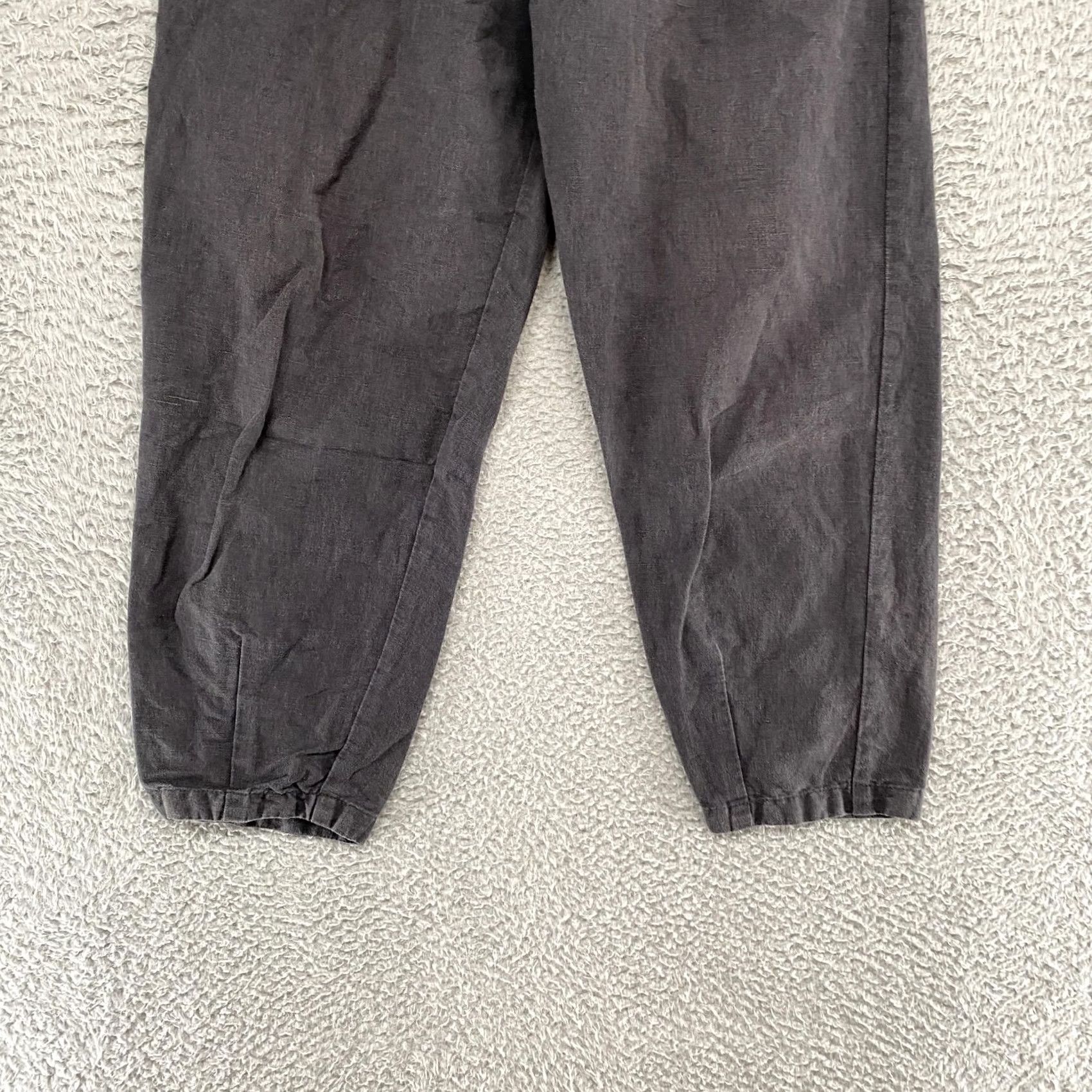 Vintage Micaela Greg Barrel Pants Womens XS Gray Linen Cotton Pleated Cuffed Ankle Size 26" / US 2 / IT 38 - 2 Thumbnail