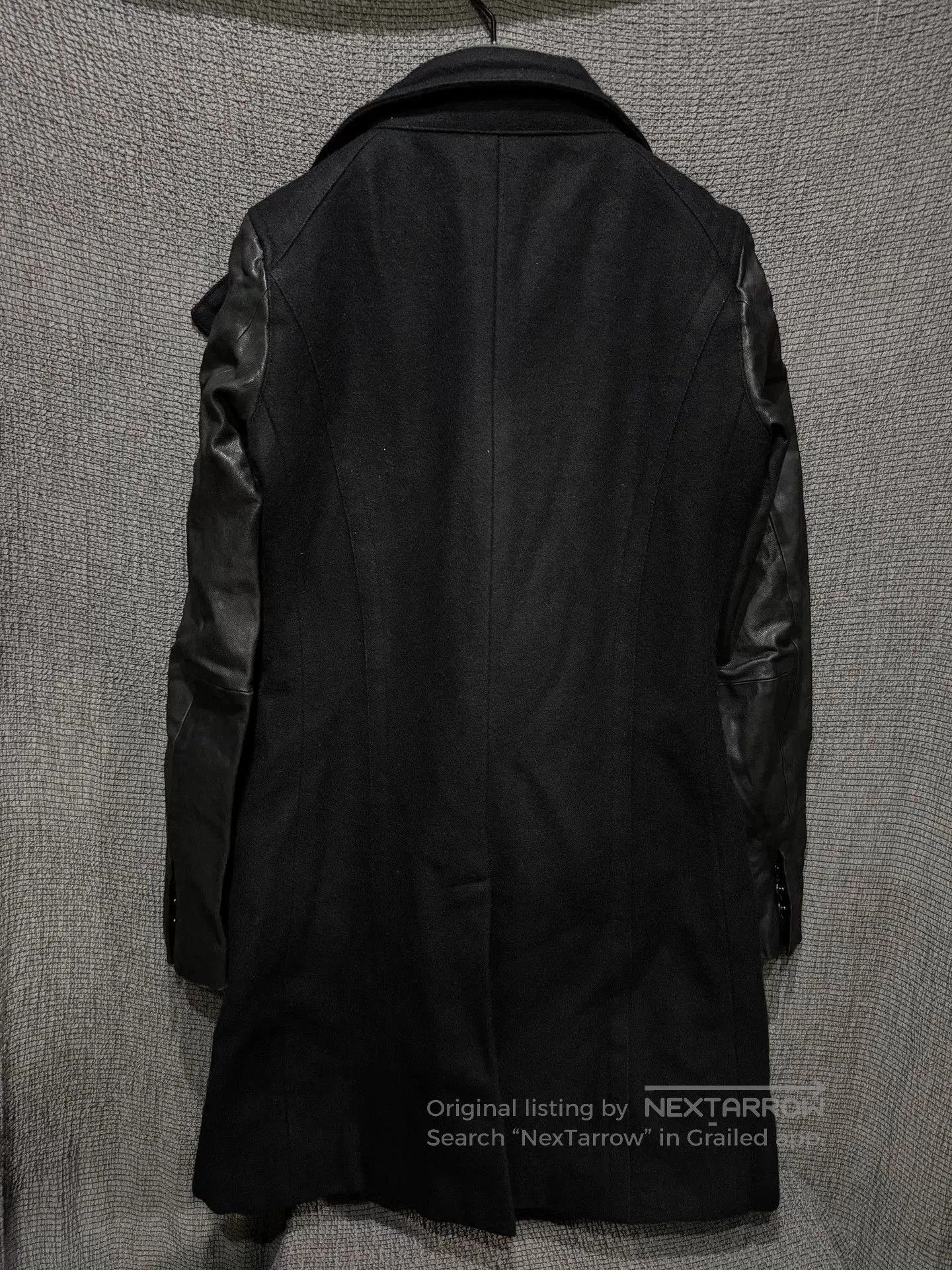 Rick Owens Avant-garde Black Coat with Leather Sleeves. Size US M / EU 48-50 / 2 - 4 Thumbnail