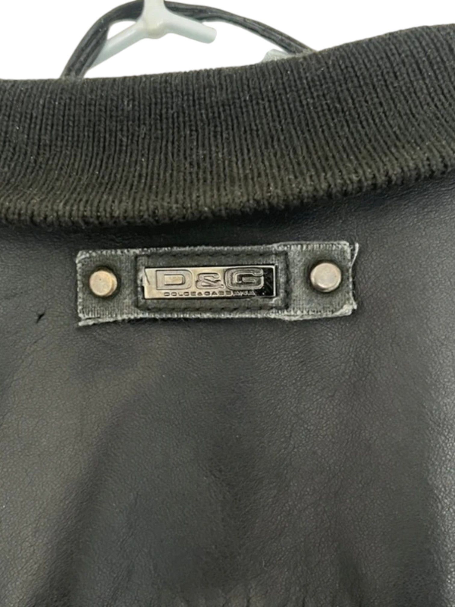 Dolce & Gabbana D&G Black Lamb Leather Bomber Jacket with Zip Cuffs Size US L / EU 52-54 / 3 - 7 Thumbnail