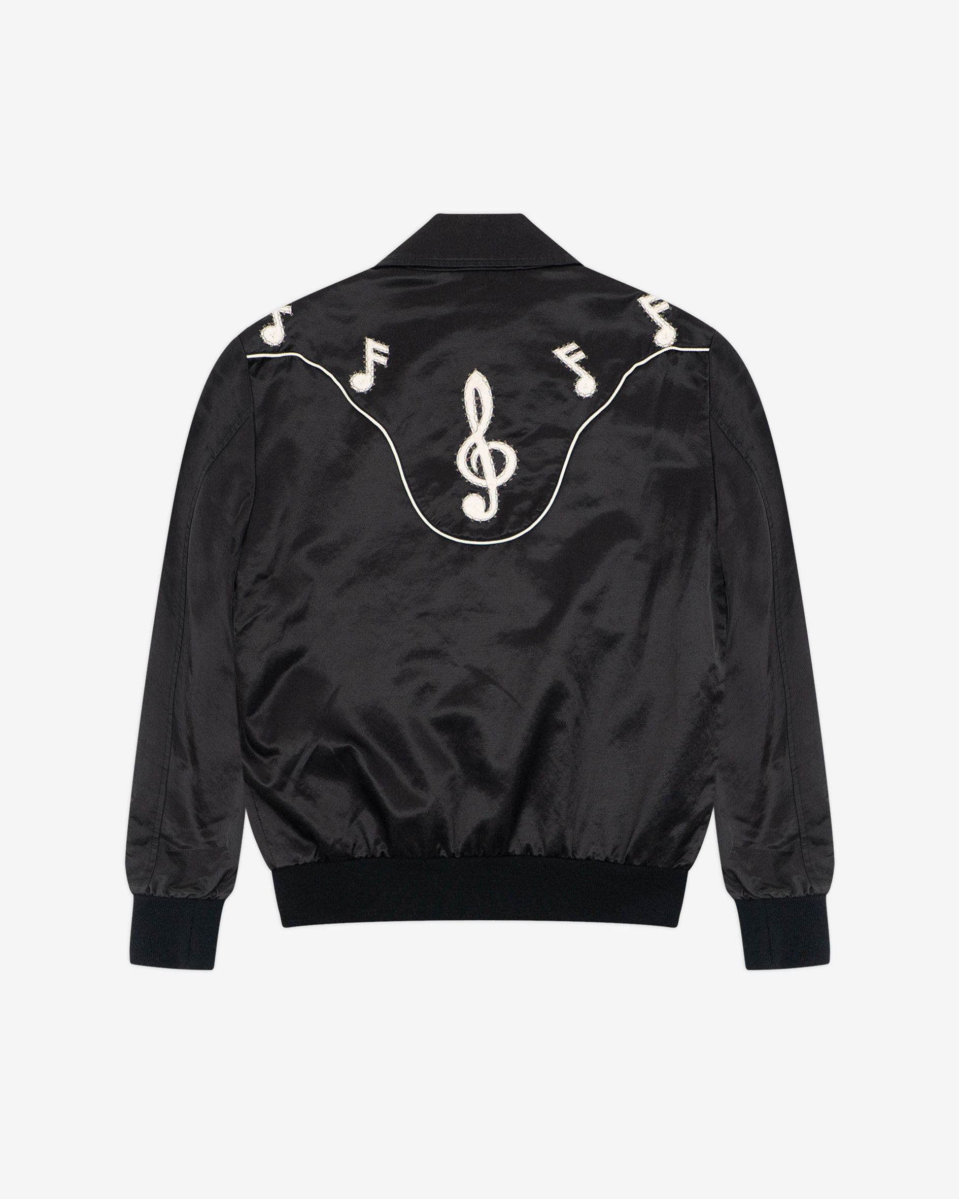Saint Laurent Paris Black Music Note Satin Jacket (FW16) Size US S / EU 44-46 / 1 - 2 Thumbnail