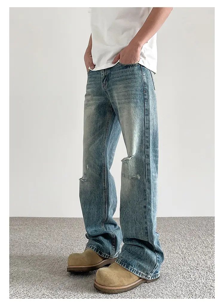 Japanese Brand × Jean Blue Distressed Wide Leg Denim Jeans Size US 28 / EU 44 - 2 Thumbnail