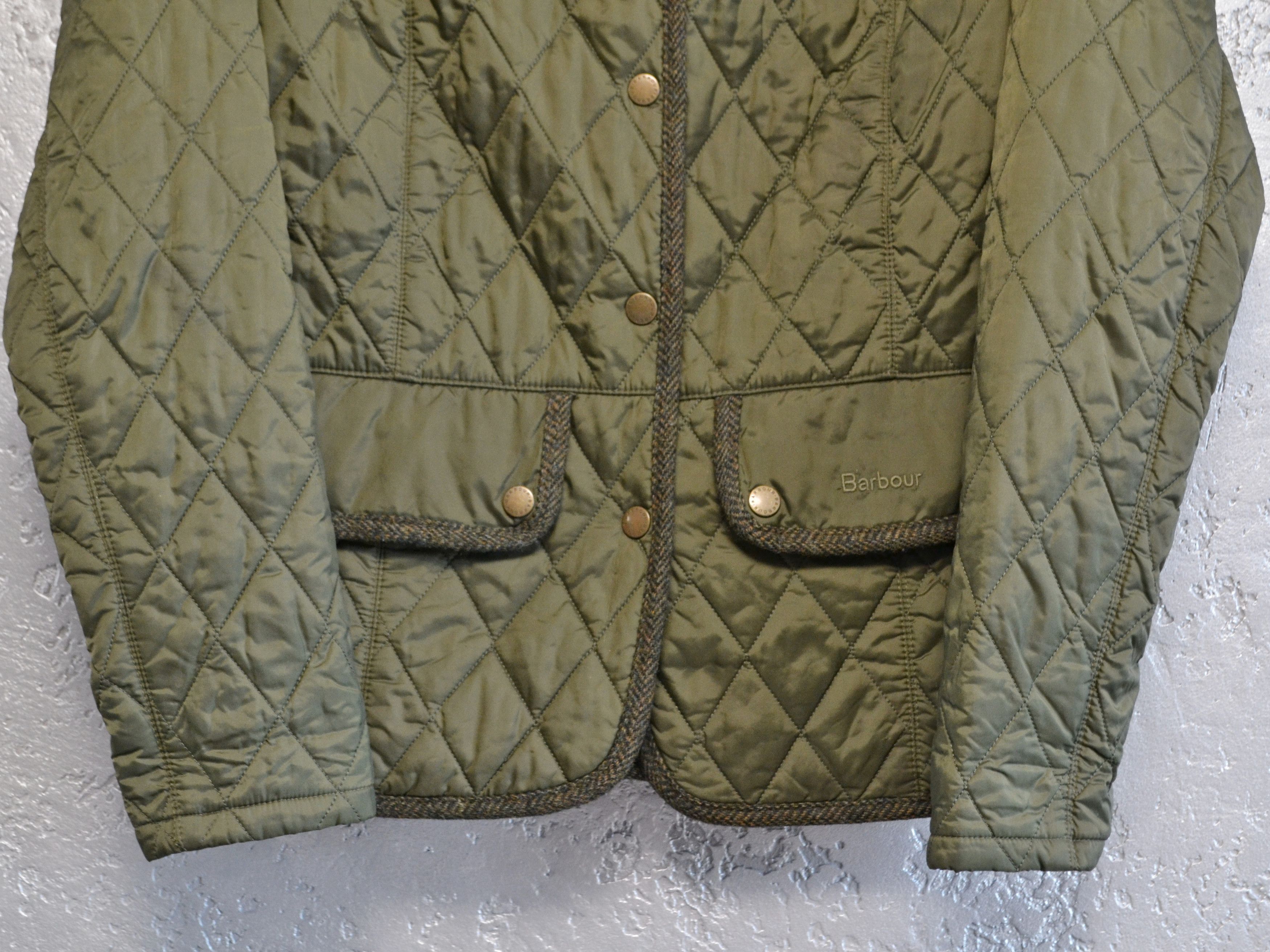 Barbour BARBOUR Vintage Women’s Green Tweed Quilted Jacket Size S / US 4 / IT 40 - 6 Thumbnail