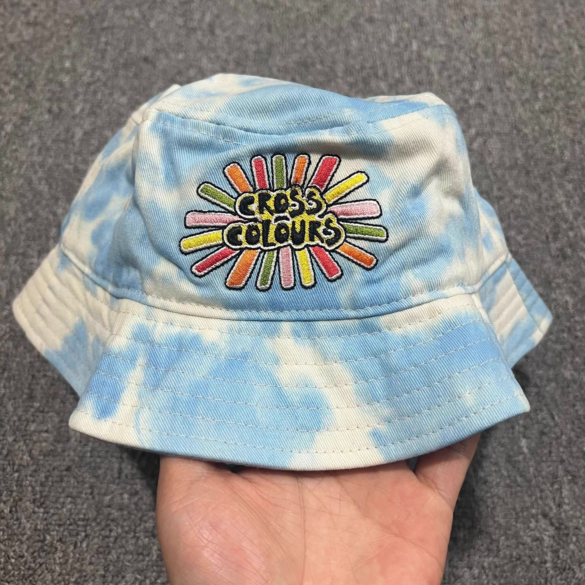 Cross Colours Cross Colours Blue Sky White EmbroideredBucket Hat Q7 Size ONE SIZE - 1 Thumbnail