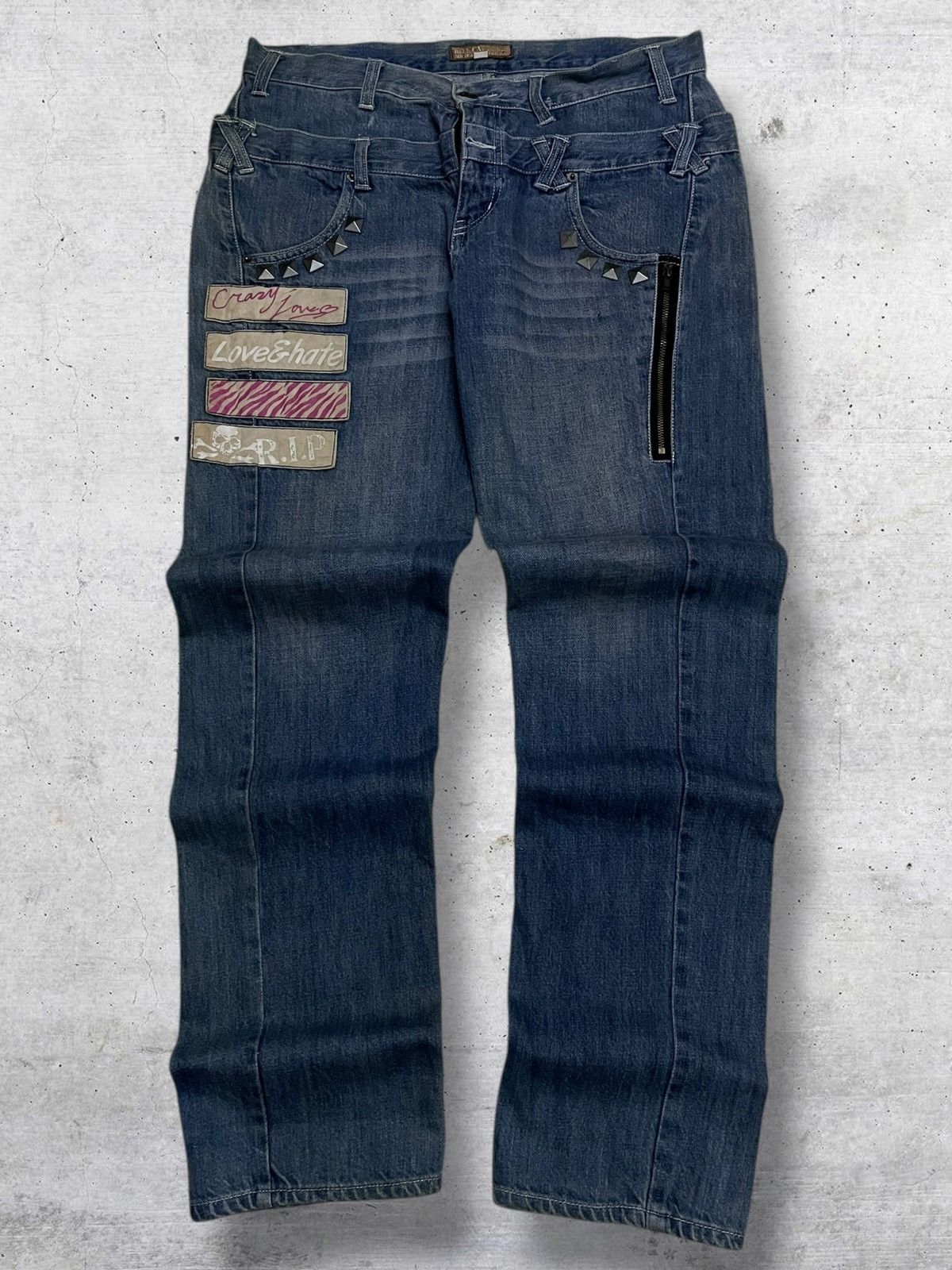 Beauty Beast VINTAGE SPIKE DENIM HELLCAT PUNKS NOT DEAD JAPAN 90S DENIM Size US 32 / EU 48 - 1 Thumbnail
