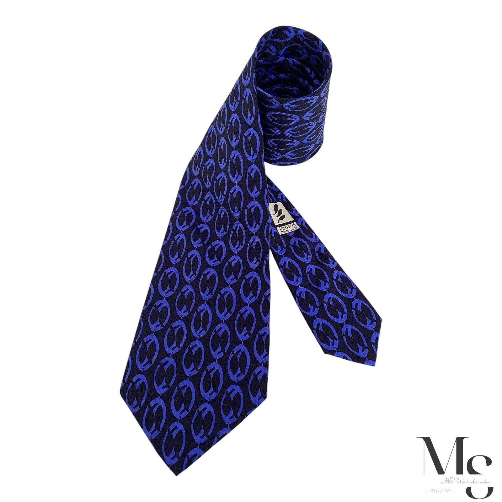 Other ICHTHYS Monte-Carlo Limited Edition Blue Chain Link Silk Tie Size ONE SIZE - 1 Thumbnail