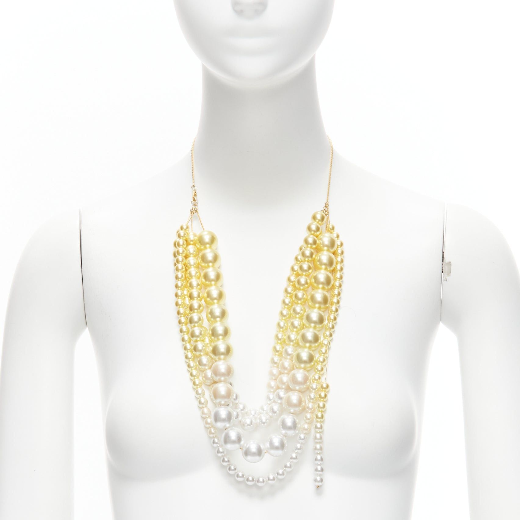 Toga TOGA ARCHIVES yellow white ombre tiered faux pearl statement necklace Size ONE SIZE - 1 Thumbnail