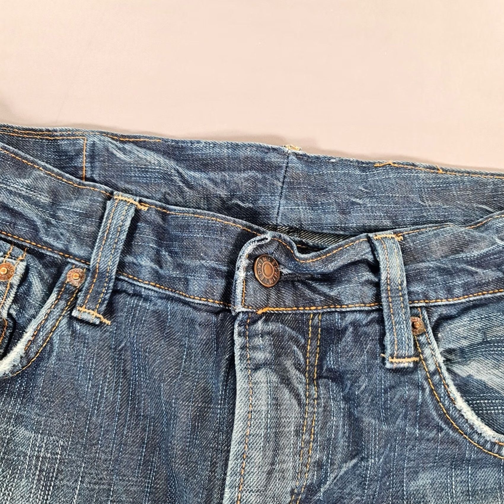 Edwin Edwin Mens Jeans Blue W36 L34 Regular Fit Denim Straight Leg 5-Pocket Zip Fly Button Closure Mens Jeans Regular Blue Size US 36 / EU 52 - 4 Thumbnail