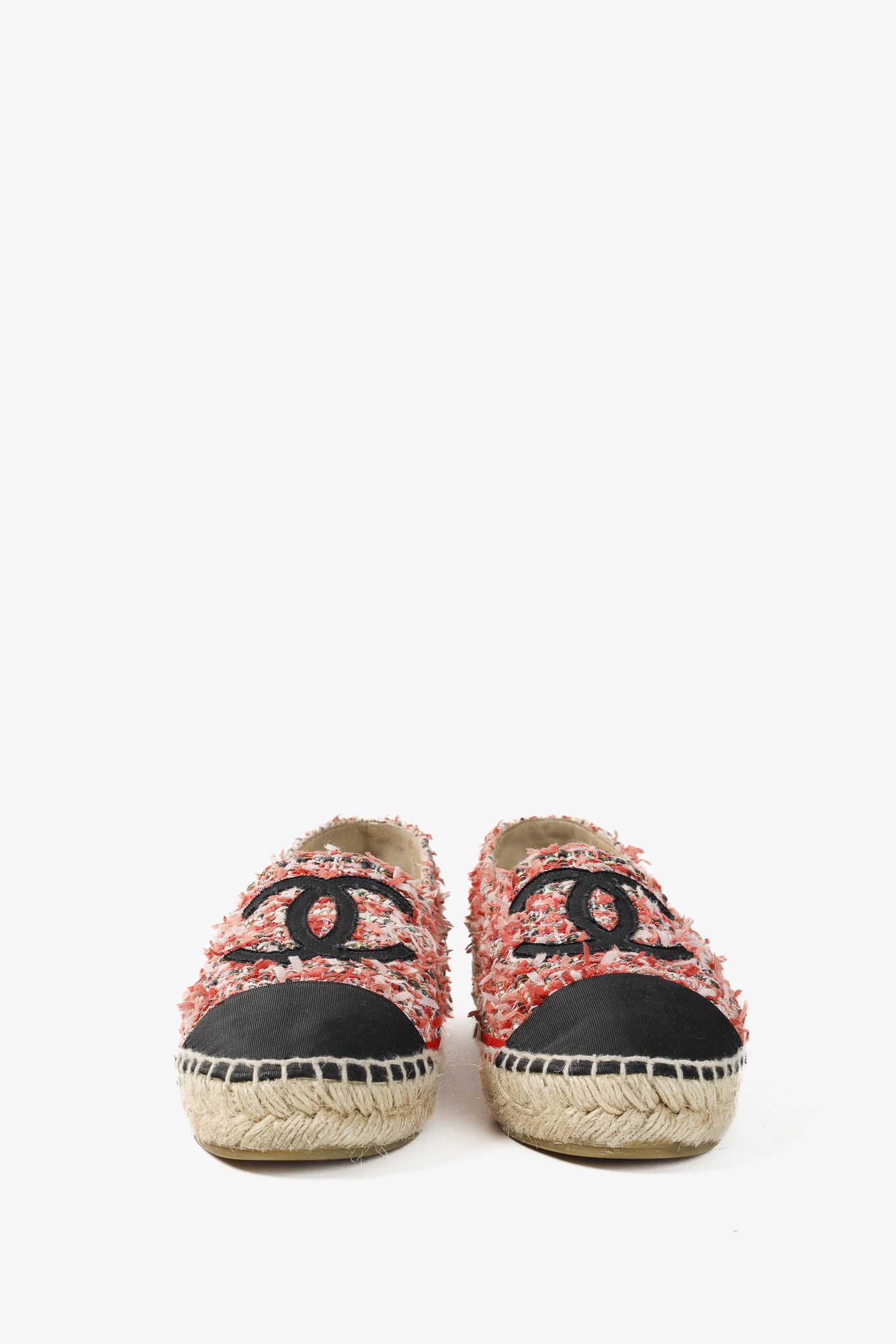 Chanel Chanel 21C Coral Tweed Grosgrain CC-Logo Espadrilles Size US 6.5 / IT 36.5 - 3 Thumbnail