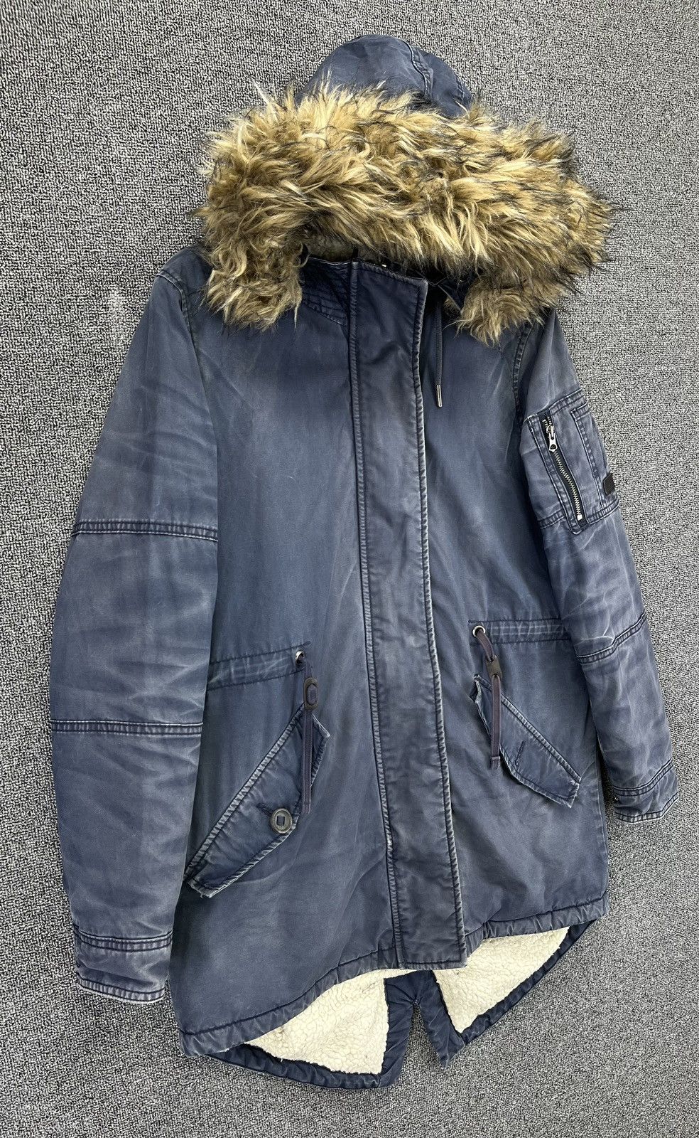 Superdry Vintage Superdry Fur Hoodie Trashed Punk Jacket Size S / US 4 / IT 40 - 2 Thumbnail
