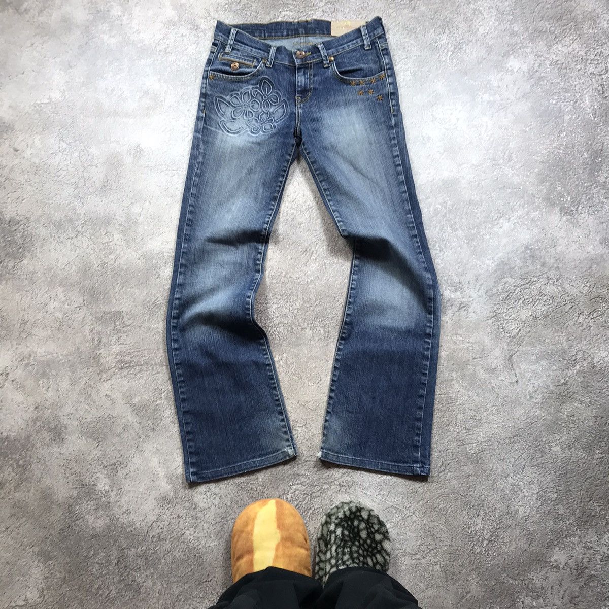 Vintage Vintage 90s Distressed Baggy Wide Leg Jeans Grunge Y2K 28 Size 28" / US 6 / IT 42 - 2 Thumbnail