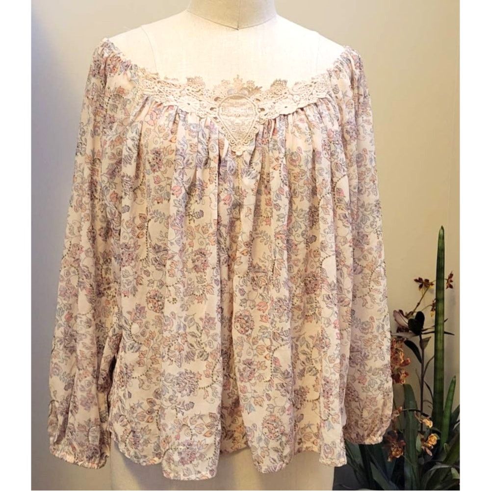 Anthropologie New Louizon Off the Shoulder Floral Blouse Lace Trim Small Size S / US 4 / IT 40 - 1 Thumbnail