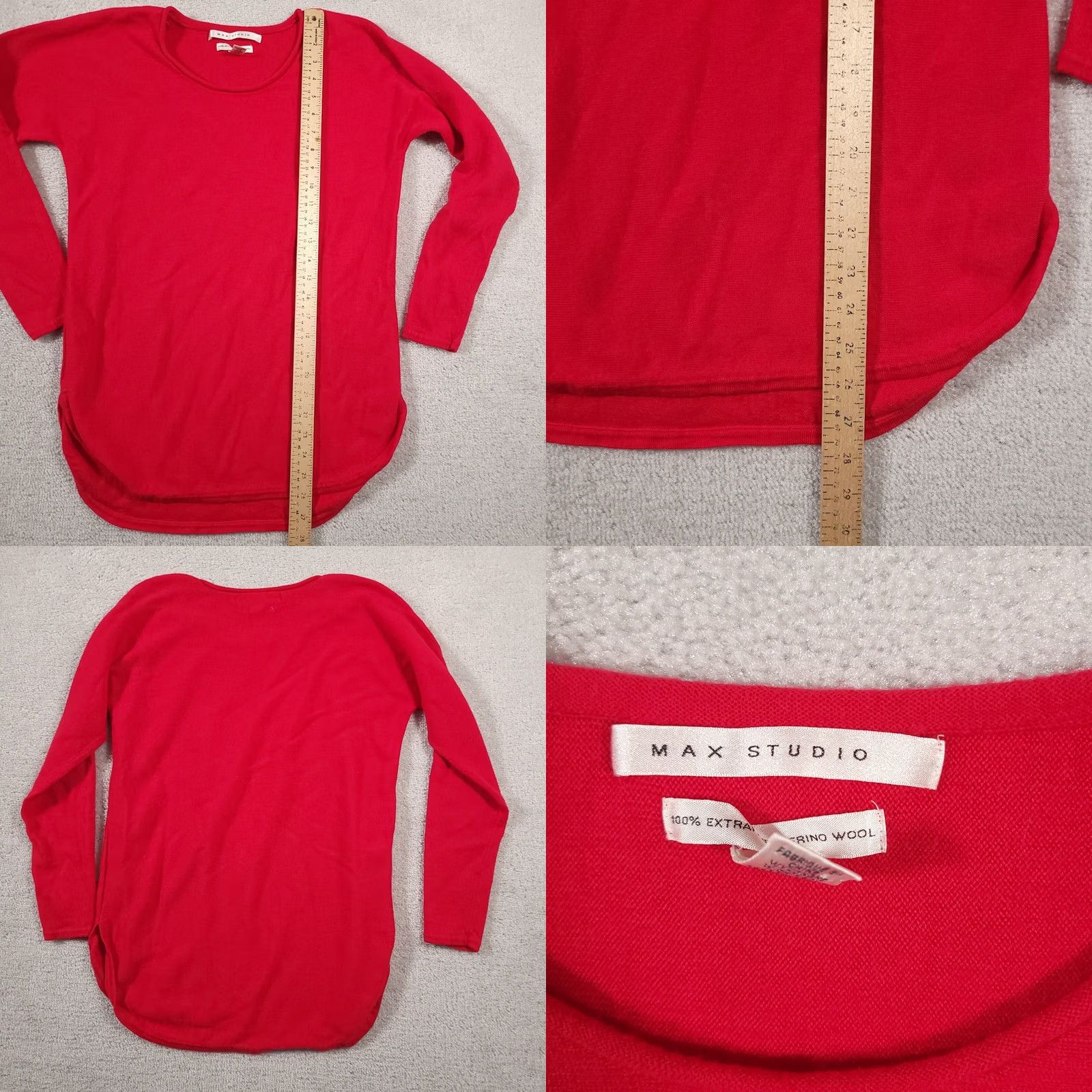 Vintage VINTAGE Max Studio Sweater Long Sleeve Pullover Red Women's Large Merino Wool 100% Knit Regular Crew Neck Fall Winter Spring Mens Women Girls Size L / US 10 / IT 46 - 8 Thumbnail