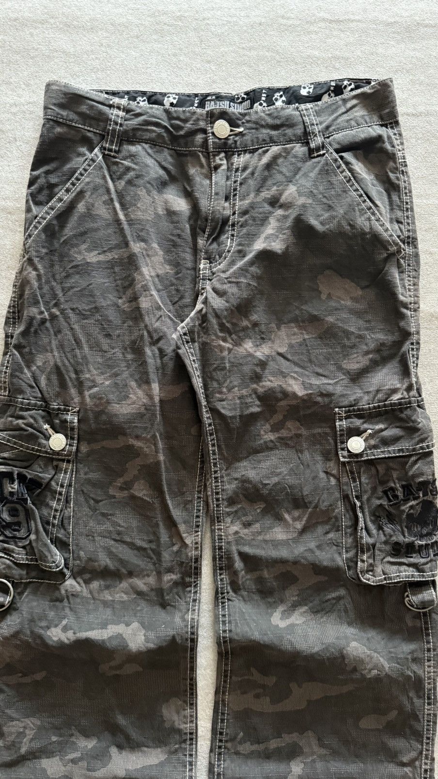 Japanese Brand Rare Ba-Tsu Studio Skull Embroidery Camo Tactical Pants Size US 28 / EU 44 - 2 Thumbnail