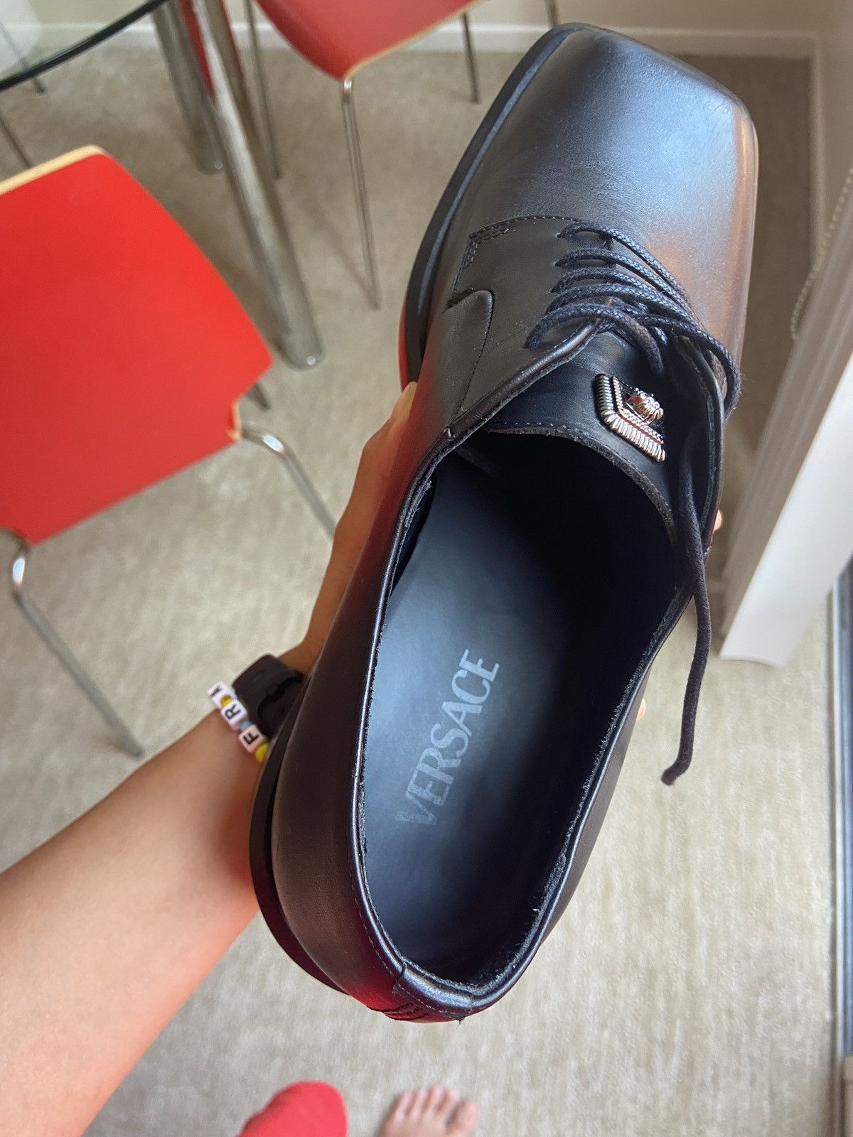 Versace Versace black square toe derby loafer Size US 9 / EU 42 - 4 Thumbnail