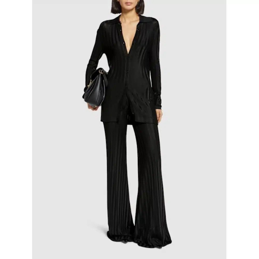Tom Ford o1loc1c0326 CAK377 Viscose Cardigan Shirt in Black Size M / US 6-8 / IT 42-44 - 2 Thumbnail