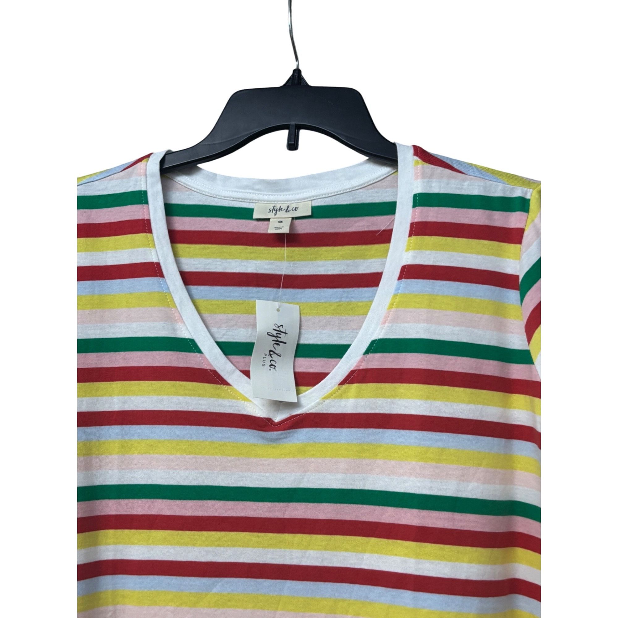 Style & Co Style & Co Plus Size Happy Stripes Cotton T-Shirt, OX Size ONE SIZE - 4 Thumbnail