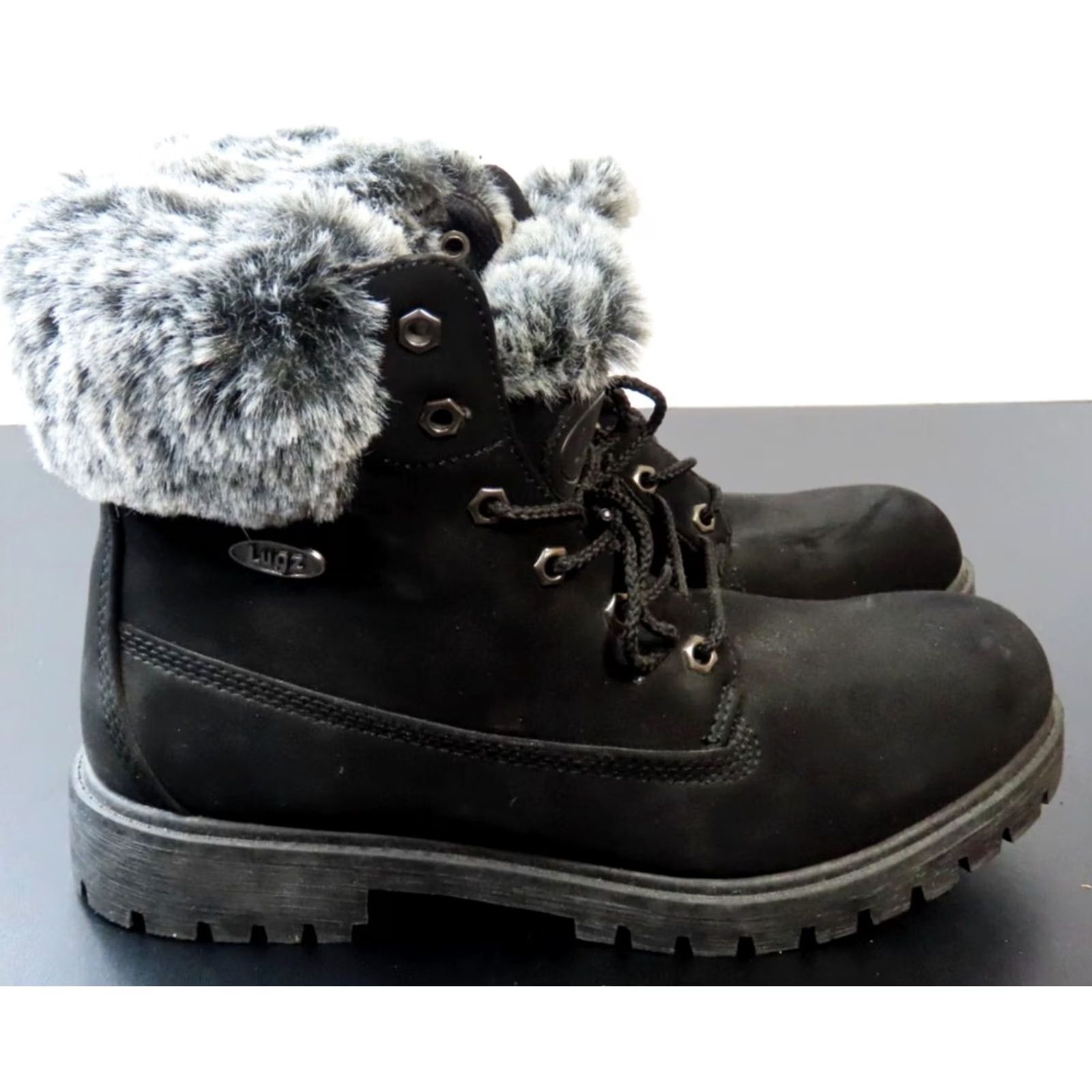 Lugz Lugz Rucker Hi Faux Fur Lace Up Womens Boot Black 11 WRUCKRHFUD-001 Size US 11 / IT 41 - 3 Thumbnail