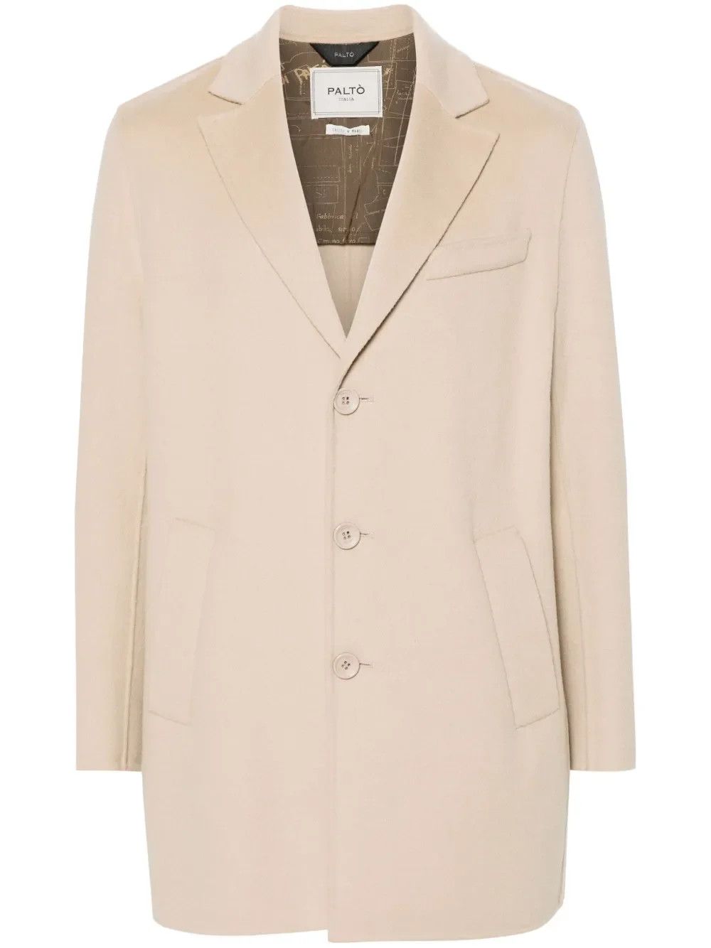 Other Paltò Mens Cream Geraldo Single Breasted Coat Size US L / EU 52-54 / 3 - 3 Thumbnail