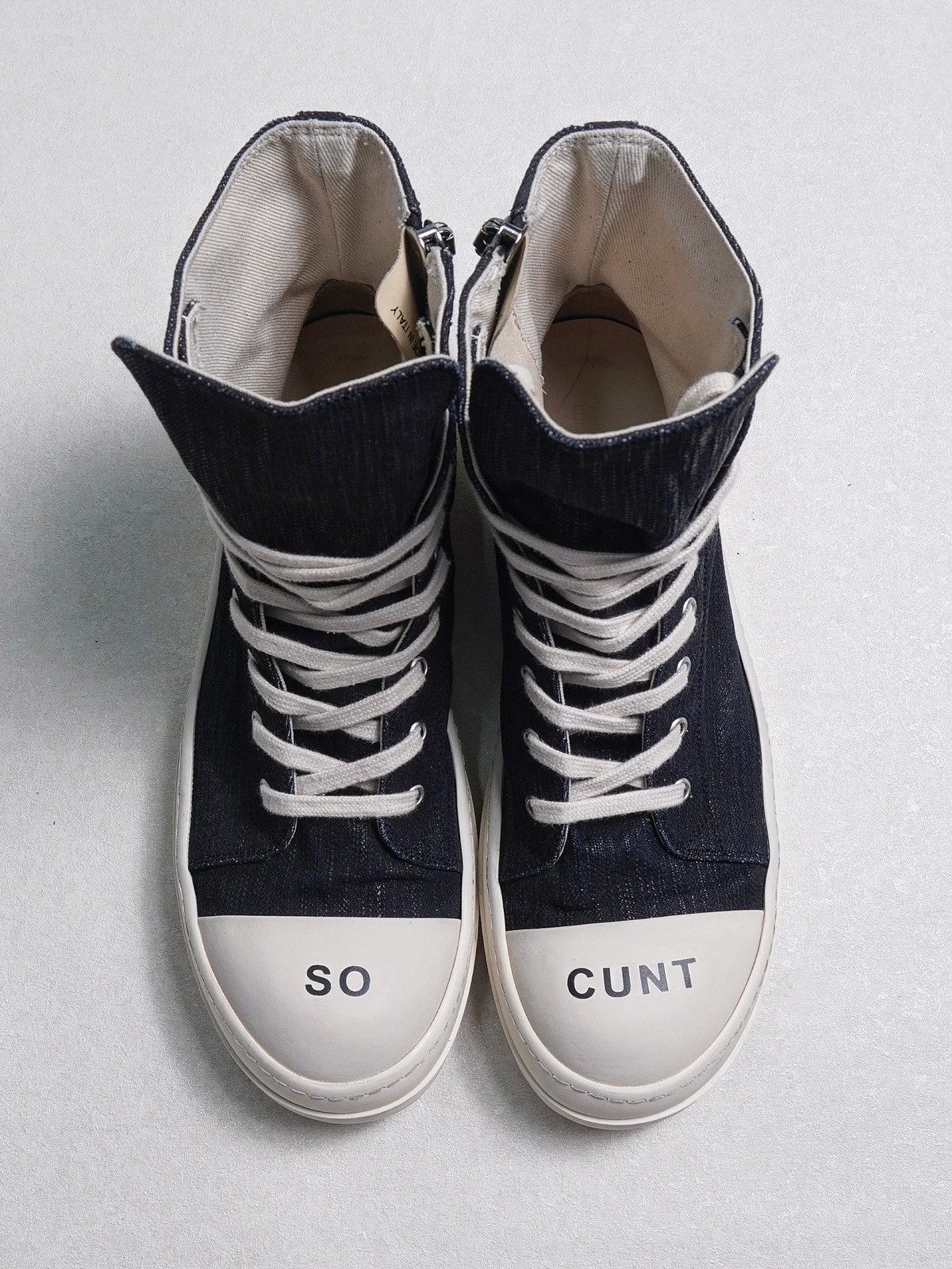 Rick Owens Drkshdw FW19 “So Cunt” Ramones Sneakers Size US 10.5 / EU 43-44 - 2 Thumbnail